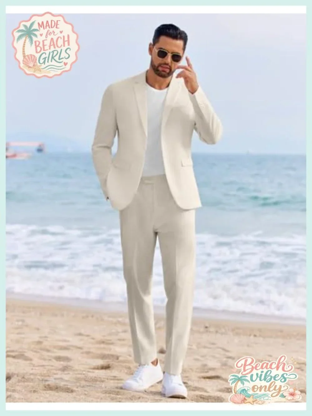 Men's 2 Piece Linen Suits Set Regular Fit Lightweight Summer Beach Wedding